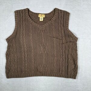 Limited America Cable Knit V Neck Sweater Vest Brown  M